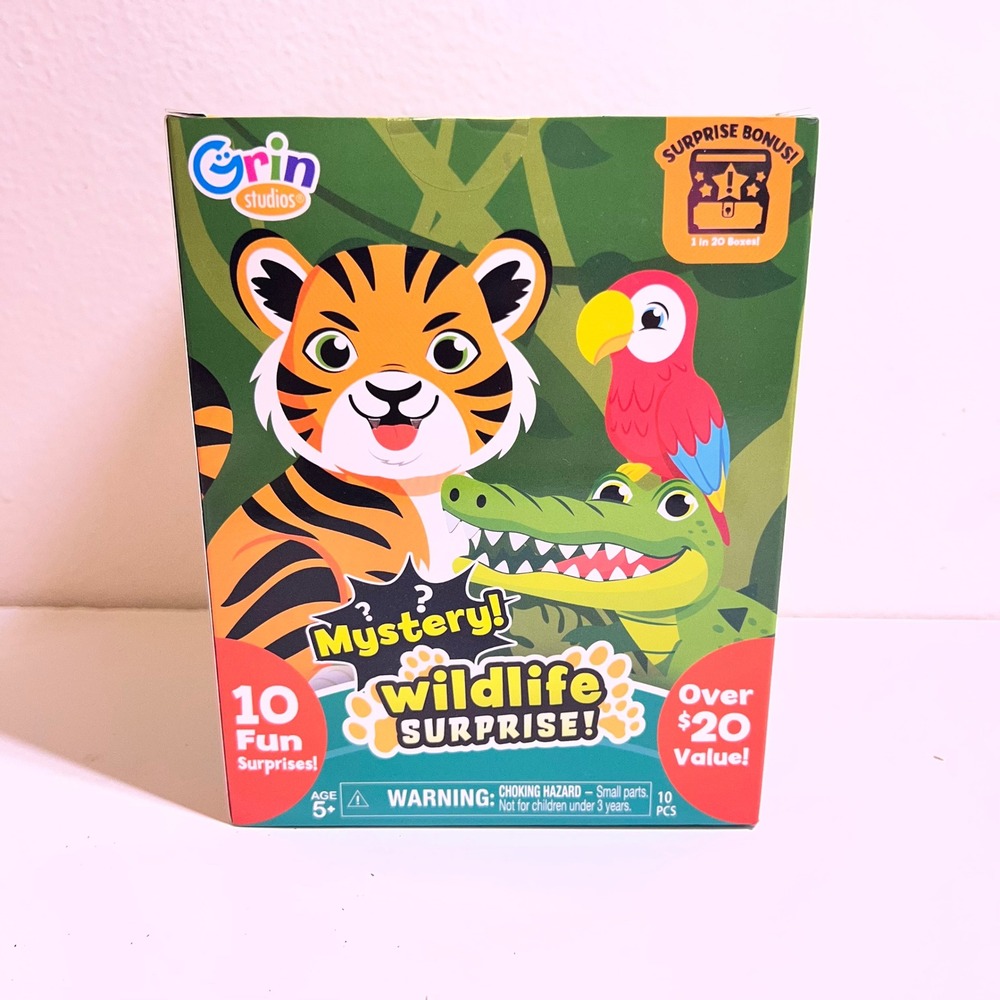 Grin Studios Mystery Wildlife Surprise 10 Fun Surprises Jungle Animal Toy Box